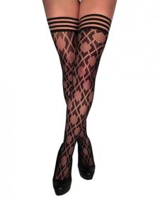 Kix'ies Elle Dot Fishnet Diamond Thigh High Black B