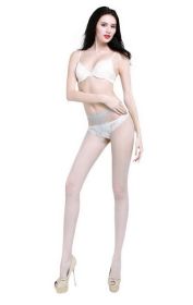 Blancho SE-6661-BLUE Special Seamless Open Crotch Stockings - Blue - Medium